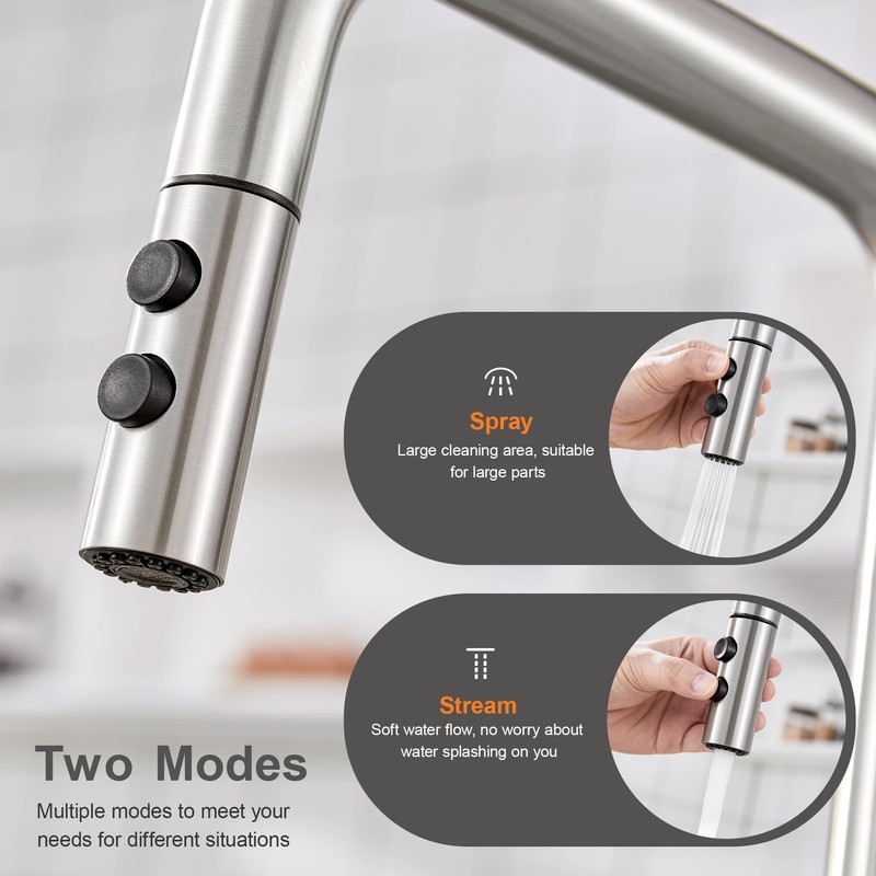 TIORIY Metal Kitchen Faucet Head Replacement, Pull Down Spray Head