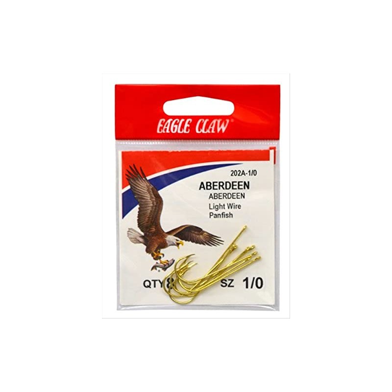 Eagle Claw 202A-1/0 Classic Hooks, Gold