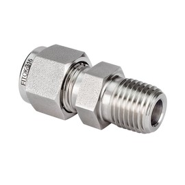 FITOK 316 Stainless Steel Compression Tube Fitting Male Connector 3/16" Tube OD x 1/8" Male NPT 10000 psi, SS-CM-FL3-NS2