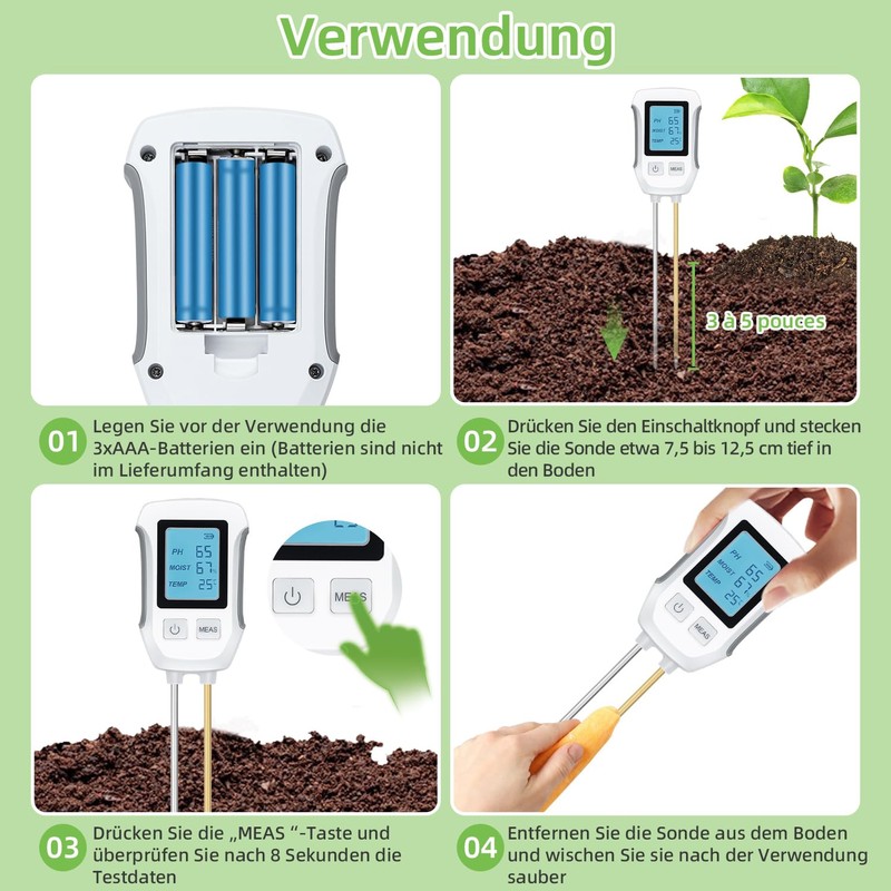 Tolesum 3-in-1 Soil Meter, PH Value Soil Meter, Digital Soil