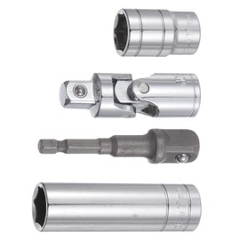 TA-VIGOR Steckschlüssel-Zubehör-Set, 17-mm-Antrieb, flache und tiefe Stecknüsse, Universalgelenke und 1/4-Zoll-Sechskantschaft, Schlagadapter mit 1/2-Zoll-Antrieb für Schlagschrauberschlüssel