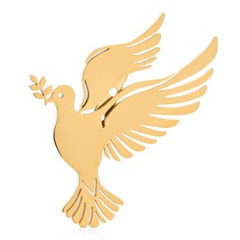 White Peace Dove Olive Branch Gift Pin Badge Brooch and Pin (gold 1)