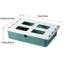 PitorKiter Under Desk Drawer, Large Hidden Self-Adhesive Under Desk Organiser for Storage of Cutlery, Office Supplies, Stationery and Cosmetics (Dark Green)