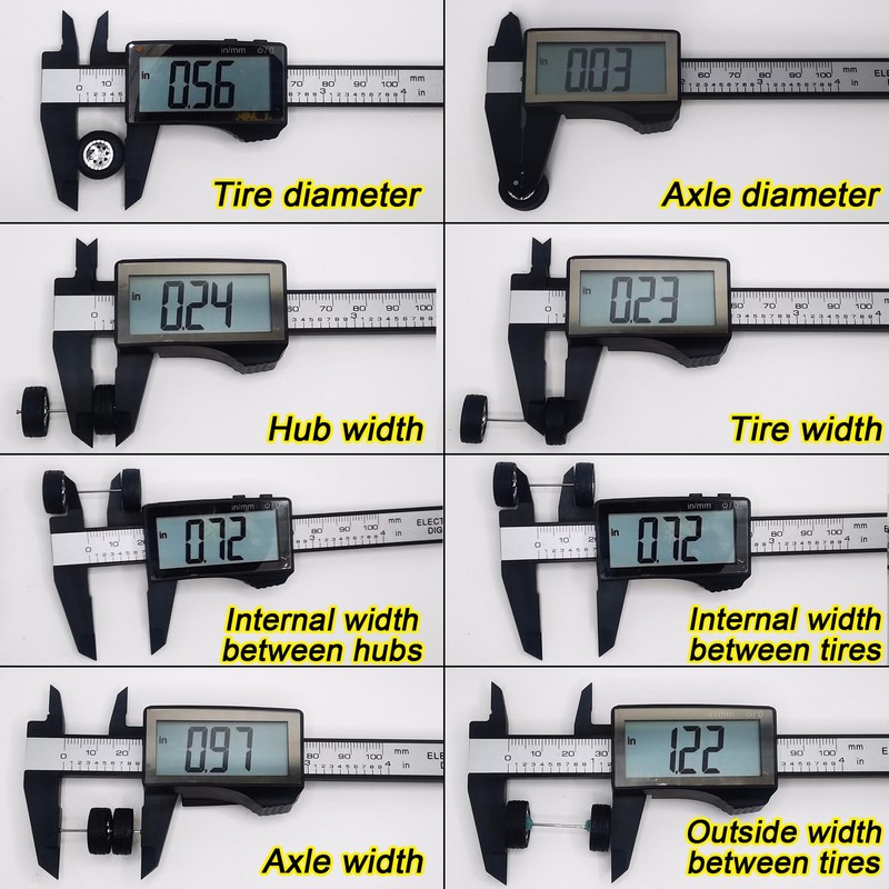 6 Set Wheels and Tires Kit Simulation 1/64 Model Trucks