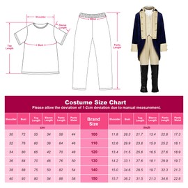 ReliBeauty Washington Costume Boys Hamliton American Colonial Uniform with Wig 140