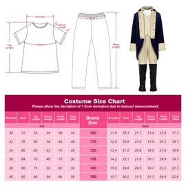 ReliBeauty Washington Costume Boys Hamliton American Colonial Uniform with Wig 140