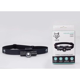 JHIX Rechargeable Headlamp - 1000 Lumens Super Bright 60 ft Beam LED Flashlight - Lightweight, Heavy-Duty, IPX4 Waterproof Hard Hat Light - Camping Gear, Running Headlight, Black