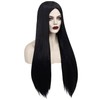 ANOGOL Long Black Wig Middle Part Witch Vampire Cosplay Goth