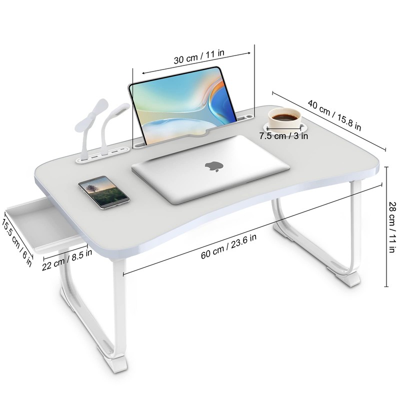 Fayquaze Laptop Bed Desk, Portable Foldable Lap Bed Table with