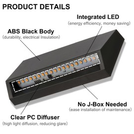 ZONK Outdoor Indoor LED Step Lights 110V -240V, Waterproof IP65 Stairway Lights, Non-dimmable 4000K Exterior Landscape Deck Patio Lights for House, retaining Wall Lights(1 Pack)