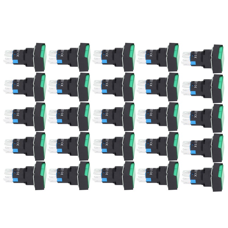 25Pcs Squares Push Button Switch ABS Brass Self Locking with