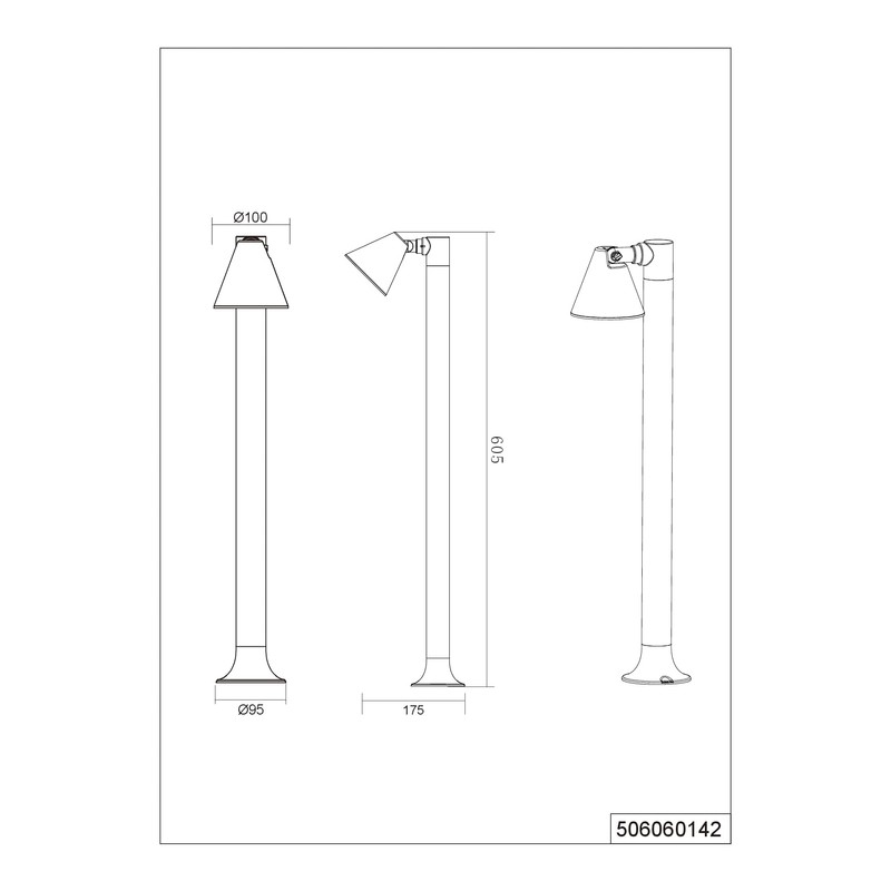 lightling Pfosten Katrin Outdoor Path Light Die-Cast Aluminium IP44 Outdoor