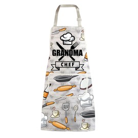 MBMSO Grandma Kitchen Apron Grandma Gift for Mum Baking Apron Mothers Day Gift for Grandma Chef Apron Nana Apron with Pockets, Grandma Chef Apron-w, Standard