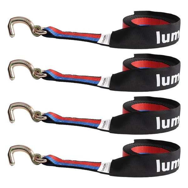 Iumcin 2" x 12‘ Winch Straps with 5/16 J-Hooks –