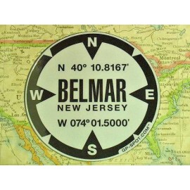 Belmar, New Jersey GPS Sticker - Reflective Vinyl GPS Marker Decal