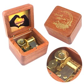 Sinzyo Natural Wooden Music Box with Customizable Photos Wind Up Musical Box Gifts for Christmas,Birthday and Valentine's Day(Character Rosewood, Tone:Can't Help Falling in Love)