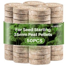MAQIHAN MAQIHAN 50PCS Peat Pellets for Seedlings - 35MM Seed Starter Pellets Peat Pods for Starting Seeds Garden Soil for Planting Transplanting Growing Garden Flower Vegetables Germination Propagation Tray