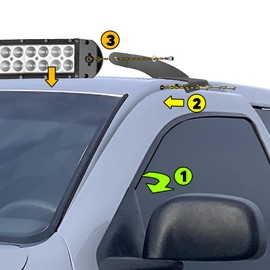 DaSen 52" Curved LED Light Bar Upper Roof Windshield Mount Brackets Compatible with Dodge Ram 1500 2002-2008, Fit Ram 2500 3500 2003-2009