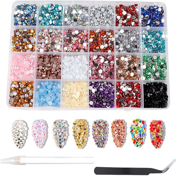 6000 Pieces Rhinestones for Nails, BetterJonny Rhinestones for Crafts, 5