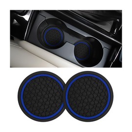 Mandark 2PCS Car Cup Holder Coasters, 2.75 Inch Non-Slip Insert Water Bottle Holder Pads, Dustproof Automotive Interior Accessories Mat, Universal for Vehicles, Trucks, RVs and More(Black/Blue)