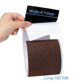 Yorwe Anti Slip Tape, High Traction,Strong Grip Abrasive, Not Easy Leaving Adhesive Residue, Indoor & Outdoor (4" Width x 190" Long, Brown)
