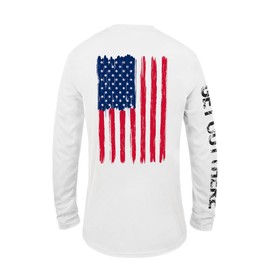 GOT Sports UPF 50+ Fishing T Shirts for Men Women Long Sleeve - UV Sun Protection, Lightweight (American Flag X-Large)