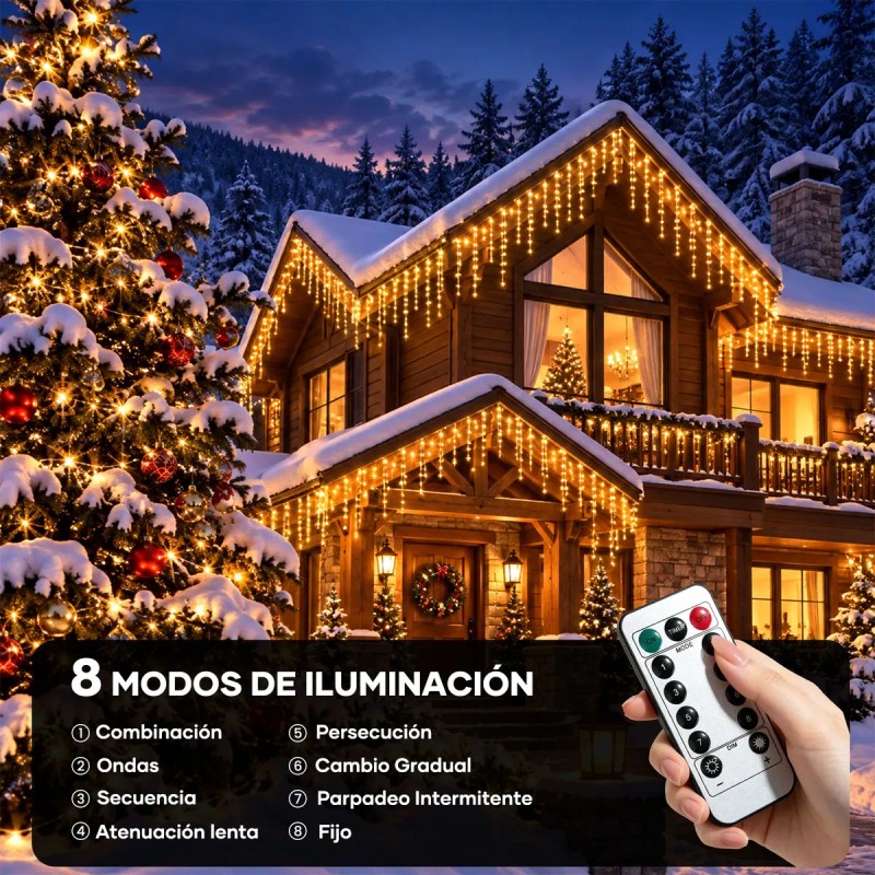MARKO - Luces Led Navidad Cascada Wondaz 10m 500 Blanco