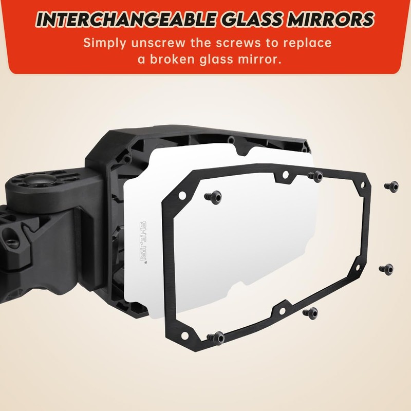 SHEJISI UTV Side Mirrors,UTV Mirror Automatic Folding and Resetting in