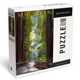Lantern Press Muir Woods National Monument, California, Pathway, 1000 Piece Jigsaw Puzzle for Adults, Made in USA with Reference Poster