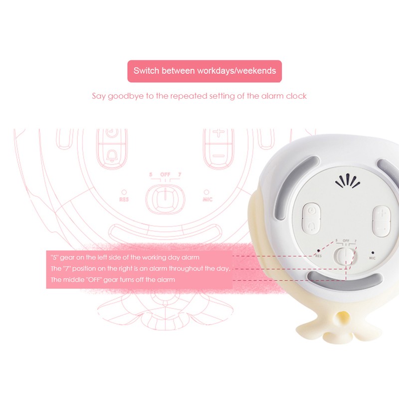 Cartoon Cute Bird Night Light Alarm Clock Silicone Touch USB