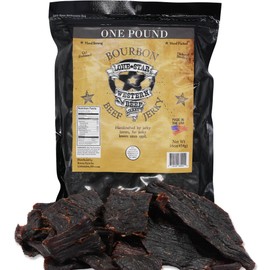 Lone Star Bourbon Flavored Beef Jerky - 1 Pound Resealable Bag - Hickory Smoked Handcrafted Flavor - High Protein Healthy Meat Snack