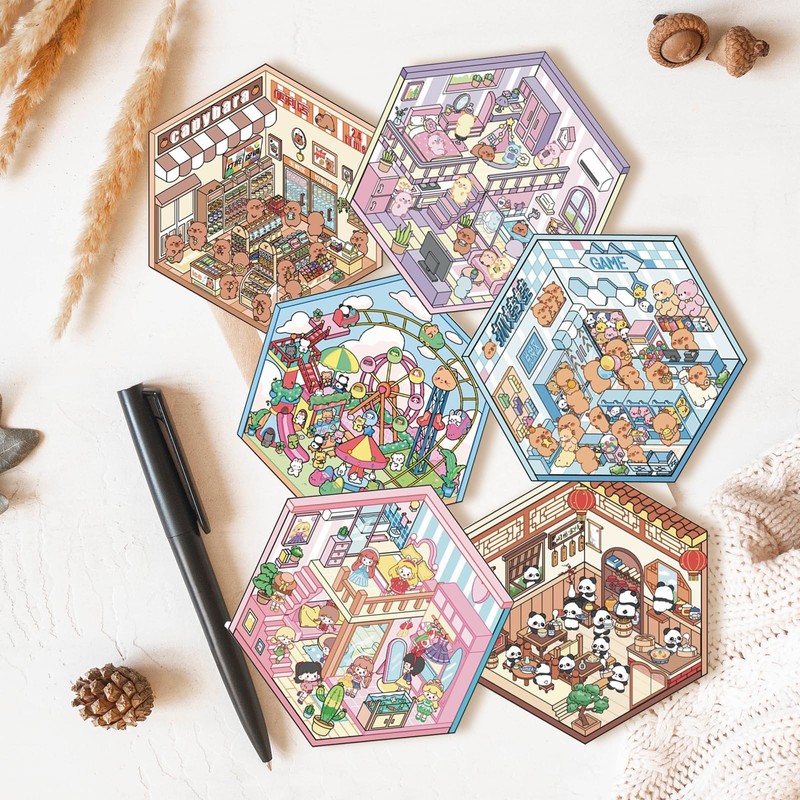6 Set Sticker Scene Sticker 3D Scene Stickers 3D House