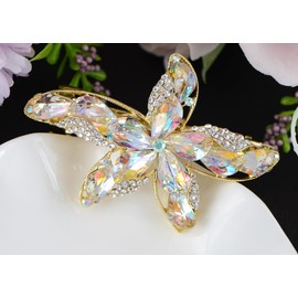 Alilang Sparkly Crystal Rhinestone Starfish Hair Barrettes Fancy Bling Snap Hair Clips, Colorful