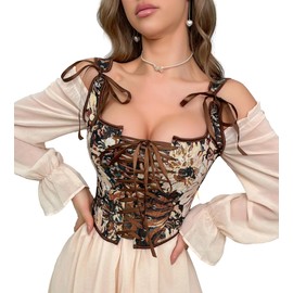 HinyBoeh Corset Tops for Women Vintage-Floral Bustier,Renaissance Camisole Flower Gothic-Bustier Shapewear Overbust