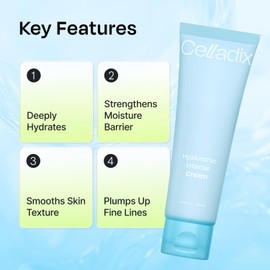 Celladix Hyaluronic Intense Cream – 95% Pure Hyaluronic Acid with Niacinamide & Panthenol – 100 Hours of Hydration, Barrier Strengthening Care for Smooth, Radiant Skin – Korean Skincare, 2.70 Fl Oz