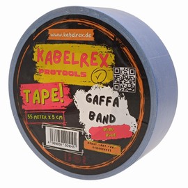 KABELREX Gaffer Tape Blue 5 cm x 55 m Extra Strong & Residue-Free - 10% More Length than Standard - Matte, Waterproof Cloth Tape Like Duct Tape for Stage, Household & DIY