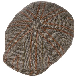 Stetson Hatteras Herringbone Stripe Flat Cap - Striped Hat - Elegant Design - Men's Winter Hat with Herringbone Pattern - Made in the EU - Autumn/Winter, beige, M