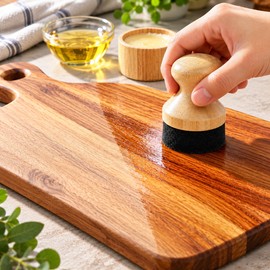 Wood Oil Applicator for Cutting Board Care – Ergonomic Wooden Handle with Absorbent Foam Pad and Storage Cap for Kitchen Wood Maintenance