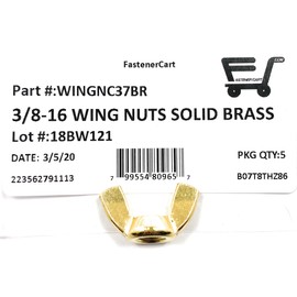 3/8-16 Solid Brass Wing Nuts 3/8-16 Butterfly Nuts (5 Pcs)