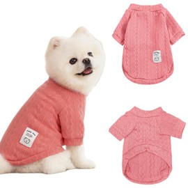 Winmany Winter Sweater for Small Medium Dogs Turtleneck Clothes Chihuahua Yorkie Puppy Solid Color Pink XL
