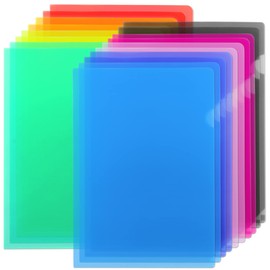 18 PCS Plastic Folders, Clear Frosted Project Pocket, Clear Plastic Sleeves, 9 Assorted Colors L File Folder Jacket, Office School Paper Protector, Fits A4/Letter Size (18, Multicolor)