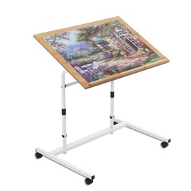 1000 Piece Tilting Jigsaw Puzzle Table with Legs, 31.1''x21.4'' Angle and Height Adjustable Puzzle Board Tabletop with Wheels (Puzzle Board Not Included)