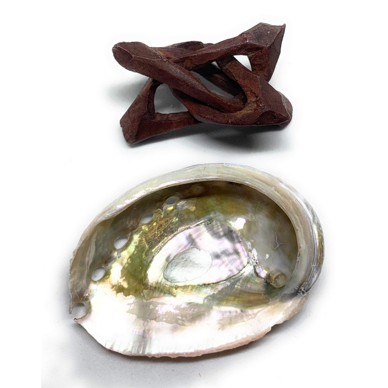 Palo Santo Cones Pack of 5,Red Abalone Shell 2-3",Wooden Tripod