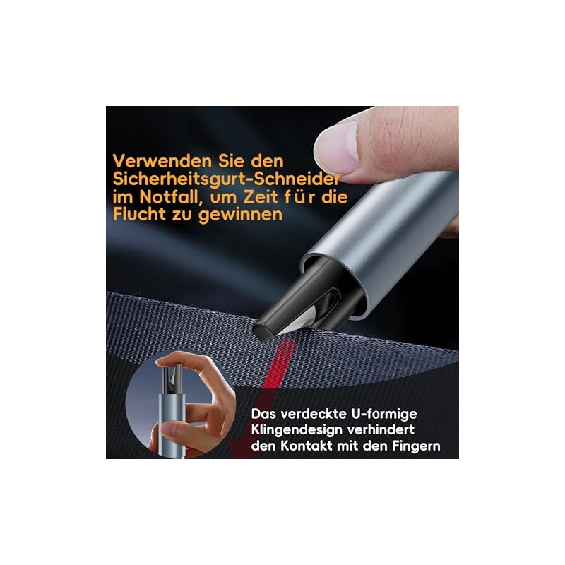 Gurtschneider Notfallhammer Auto 2 Stück, Notfallhammer Auto mit Gurtschneider, Federkörner