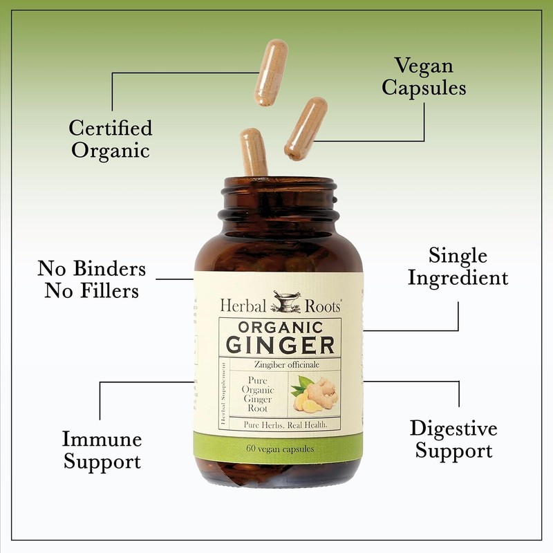 Herbal Roots Ginger Supplement | Organic Ginger Root Capsules |