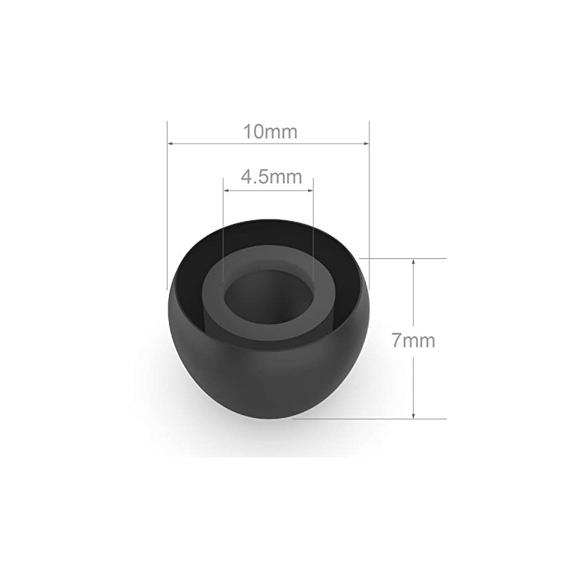 Earbudz 10 Pairs Small Silicone Replacement Earbud Tips (Black)