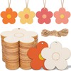 Whaline 50Pcs 3 Inch Wood Flower Cutouts Unfinished Wooden Boho