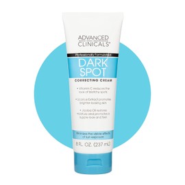 Advanced Clinicals Dark Spot Therapeutic Cream with Vitamin C. Hydroquinone Free. For Age Spots, Blotchy Skin. Face, Hands, Body. Large 8oz Tube.