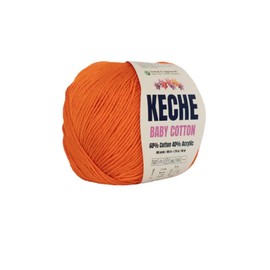 Keche Cotton Yarn, 60% Cotton 40% Acrylic Yarn, Soft Cotton Yarn for Crochet and Knitting, Amigurumi Yarn 1 Skein/Ball 1.76 Oz (50g) / 180 Yrds (165m) - Orange