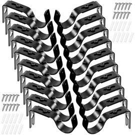 Frienda 20 Pcs Black Curtain Rod Support Brackets Adjustable Curtain Rod Hangers for 1 Inch Diameter General Hardware Holders Wall Bracket Hanger Hooks with Screws